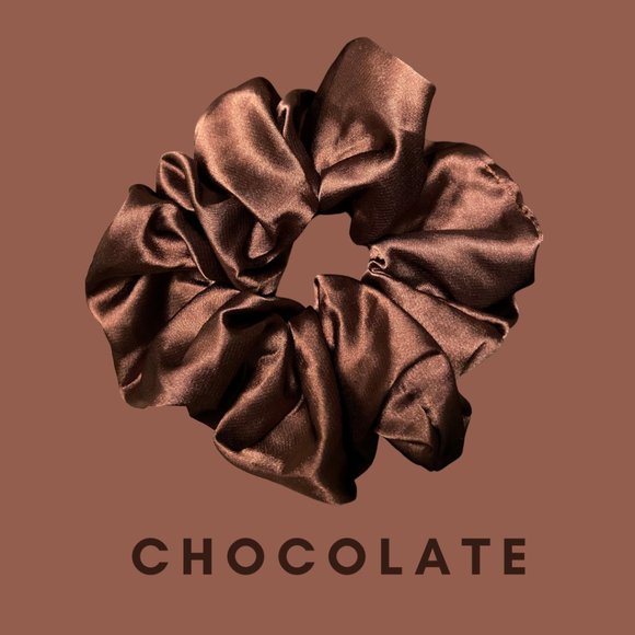 (3 for $18) Silk Scrunchie - Chocolate - Picture 2 of 2